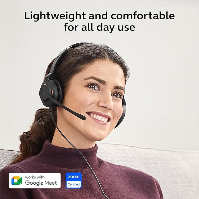 Jabra Evolve2 30 SE (2025 Version) Wired Dual-Ear Headset with Microphone for Work – Computer Headset - New USB-A and USB-C Cable - Works with All Online Meeting Platforms - Black