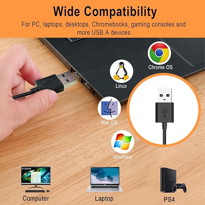 USB Earbuds with Microphone for PC, Lightweight Wired USB-A Computer Headphones with Adjustable Ear Hooks for PC Laptop Computer Mac Zoom Teams Office Work with Volume Controls & Mic/Speaker Mute