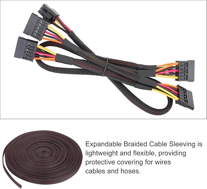 100ft PET Expandable Wire Loom 3/4 Inch, PET Braided Wire Sleeving Cable Management Sleeve Tubing [for Audio Video Home Office Cord Protector]-Black Red