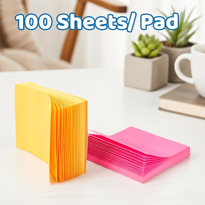 Eaasty 12000 Sheets, 120 Pack Sticky Notes Bulk 3x3 Inch Bright Colors Self Stick Pads 5 Bright Colors 100 Sheets/pad Colorful Post Stickies for Walls Doors Windows Notebook Office Home School Meeting