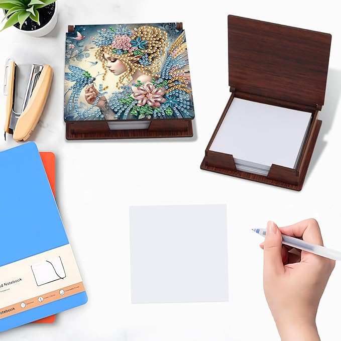 Girl Diamond Painting Kit Note Box,Memo Paper Storage Box Diamond Art,Sticky Note Holder Diamond Art,Diamond Painting Memo Pad For Office Desk. (Girl)