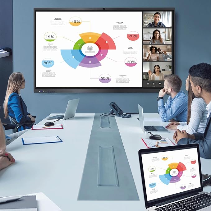 Smart Board,55" Smart Board for Classroom Office Home, 4K UHD Touch Screen Open Dual System Smart Whiteboard,Digital whiteboard with 48MP HD Camera(Board+Wall Mount Included)