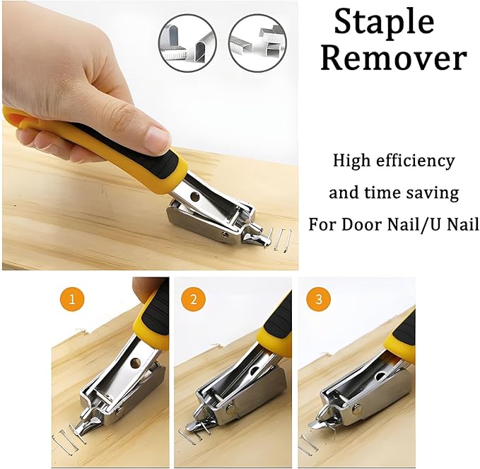 Tayfeim 4Pcs Upholstery Staple Remover Nail Puller Nail Remover Tool Set with End Cutting Pliers Tack Puller Staple Puller Tool for Carpet Furniture Wooden Photo Frame Floor,Zipper Package