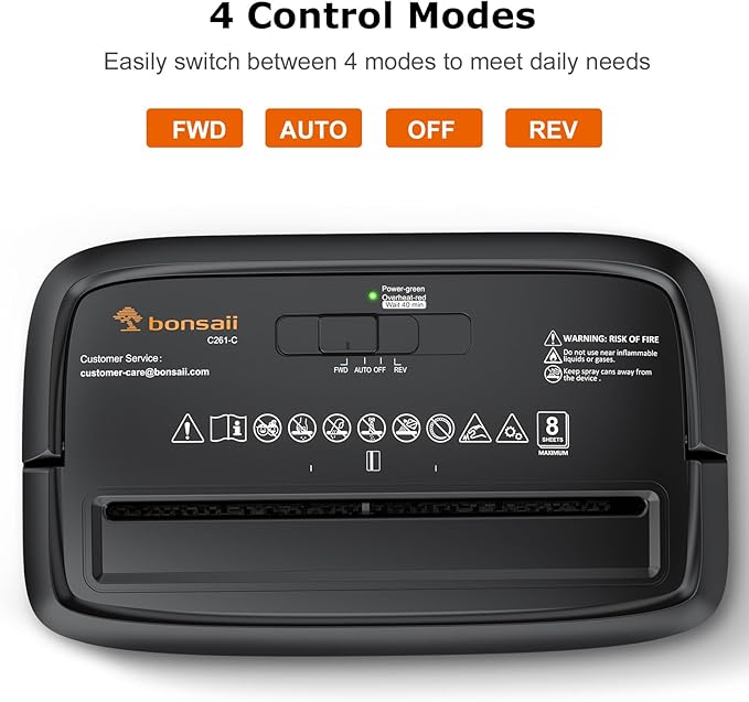 Bonsaii Paper Shredder, 8-Sheet Crosscut Shredder with 4.2 Gallon Bin Shred Credit Card/Mail/Staple/Clip for Home Office, P-4 Security Level (C261-C)