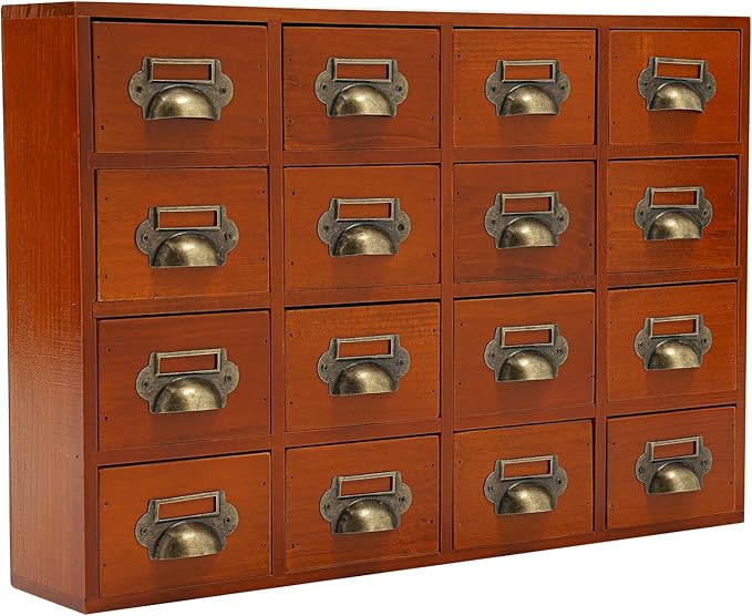 Vintage 16-Drawer Storage Cabinet – Multipurpose Desktop Organizer for Office, Craft & Home