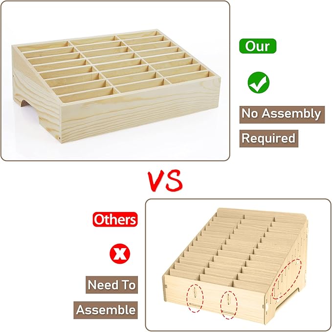 24-Grid Wooden Cell Phone Holder Desktop Organizer Storage Box for Classroom Office (24-Grid)