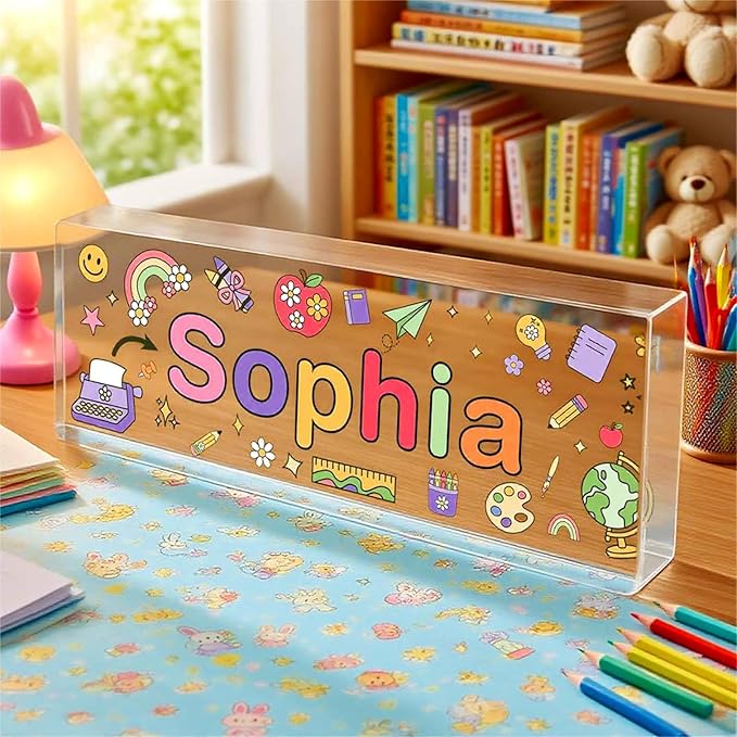 Custom Desk Name Plate, Teacher Name Plate for Desk, Office Decor for Women, Coworkers, Employee (S7)