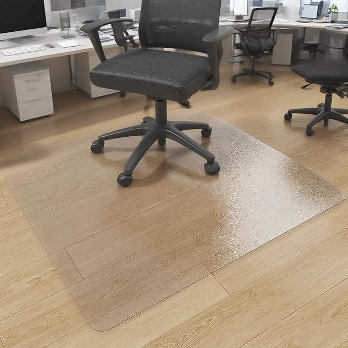 Tydle Chair Mat for Hard Floors, 48" x 60" Chair Mat for Hardwood Floor, Non-Slip Computer Under Desk Plastic Floor Mat for Work Gaming Chairs, Vinyl Hard Floor Protector for Home Office (Clear)