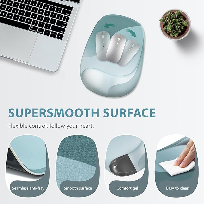 Ospelelf Wrist Rest for Keyboard and Mouse Ergonomic Mouse Pad with Wrist Support Memory Foam Wrist Rest for Computer Keyboard,3-in-1 Gel Mouse and Keyboard Pad for Office Geometry Green