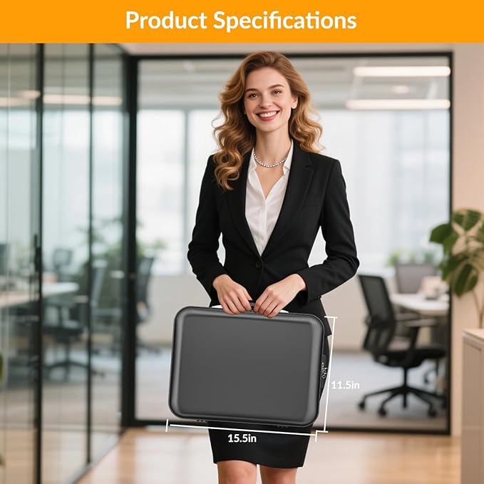 Hard Case Fireproof Document Box, Important File Organizer with Lock Waterproof Zipper, Portable Home Office Travel Storage Accordion Folder for Letter A4 Laptop Files