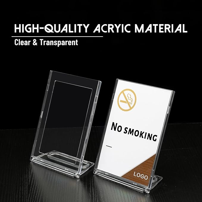 10 Pack 3x5 Inch Small Sign Holder Vertical, Double-Sided Usage with Swivel Base for Table Display, for Office, Store, Restaurant, for Number/Name/Food Label Display, Note