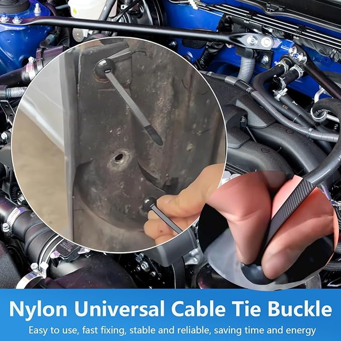 100pcs Nylon Universal Cable Tie Buckles, New Multifunctional Nylon Zip Ties With Pin & Button Design Plastic Cable Ties Tool Fasteners Car Body UV Resistant Zipties for Car Daily Repair