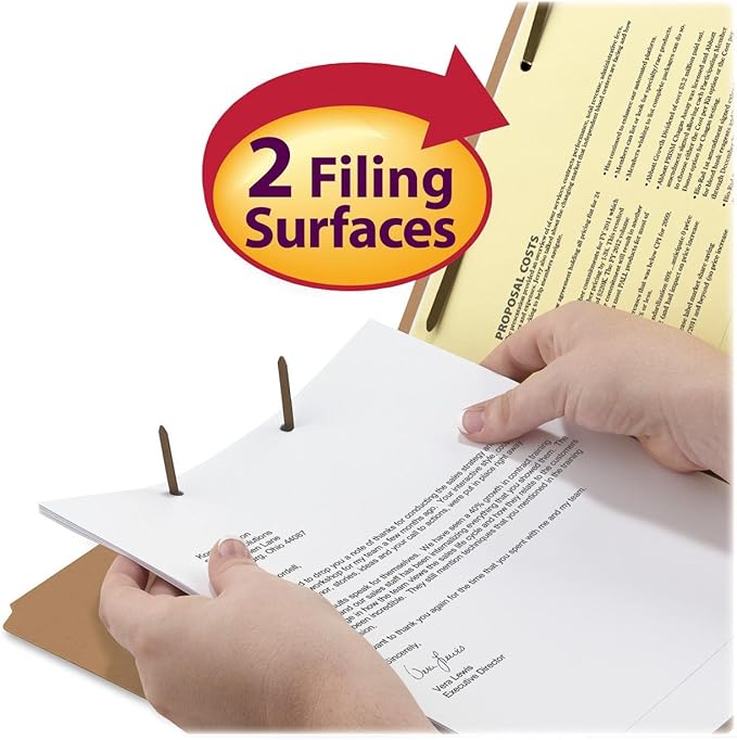 Smead Fastener File Folder, 2 Fasteners, Reinforced 1/3-Cut Tab, Legal Size, Kraft, 50 per Box (19837)