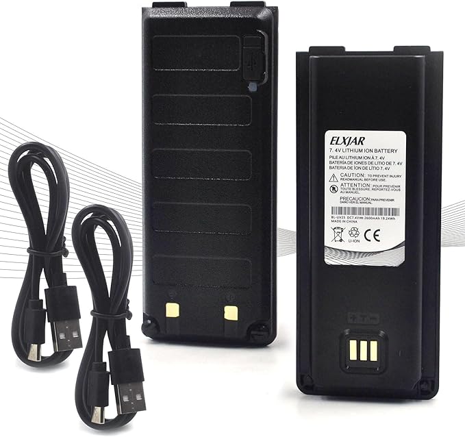 (2-Pack) High Capacity 2600mAh 7.4V Li-ion Battery with USB-C Charging Port Compatible with UV-25 UV-25 Pro Max AR-25R Walkie Talkie, Replaces BL-UV25 P/N for Extended Runtime