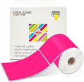 YOULAISHI 3 X 5 Inch Printable Waterproof Rectangle Color Coding Labels, 300 Per Roll Adhesive Color Coding Stickers for Bar-Codes, Address, Small Business Labeling, Fluorescent Pink