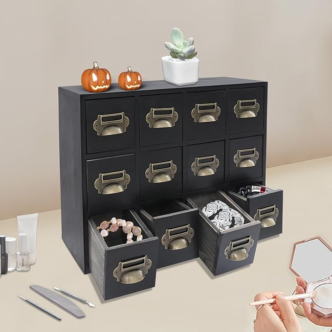 Vintage 12-Drawer Storage Cabinet – Multipurpose Desktop Organizer for Office, Craft & Home