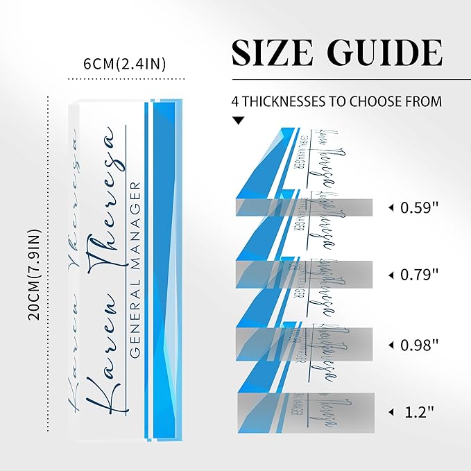 Custom Office Name Plate, Personalized Gifts for Women & Men, Appreciation Gifts for Employees, Minimalist Blue Desk Accessory