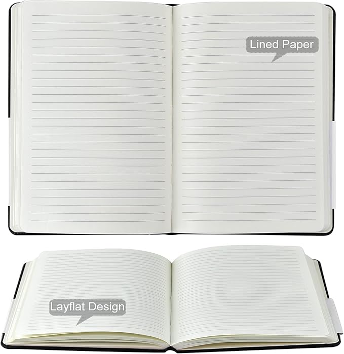 Coopay 48 Pack A5 Journal Notebooks Bulk, 160 Pages, 100GSM Thick Paper, 8.3 x 5.5 inch Hardcover Lined Leather Journals for Writing Office School Business,Bulk Notebook for Work Men Women (Black)