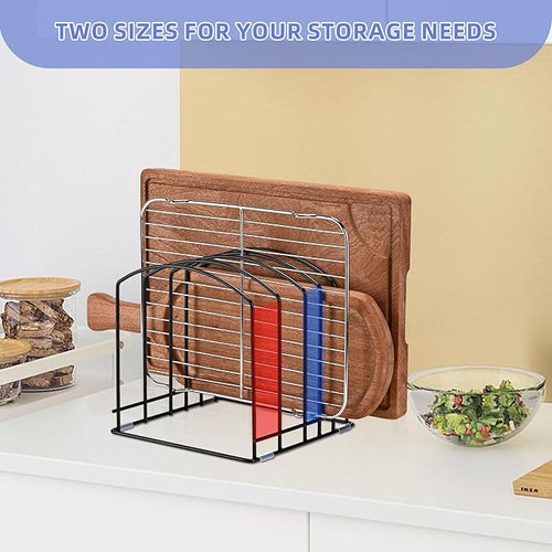 5-Slot (Two Size Slots) Cutting Board Organizer, Bakeware Organizer, and Kitchen Cabinet Organizer for Baking Trays and Cookie Sheets - Black - 1pc