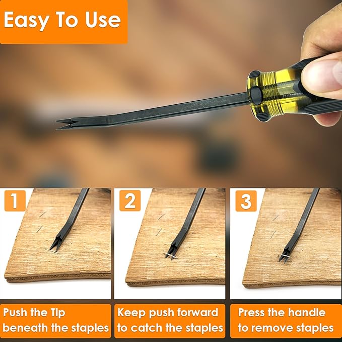 VERCCA Staple Remover Tool, Heavy Duty Upholstery Tool Staple Puller with Double Pronged Head Nail Remover for Furniture Wood Floor Carton Carpet 2pcs