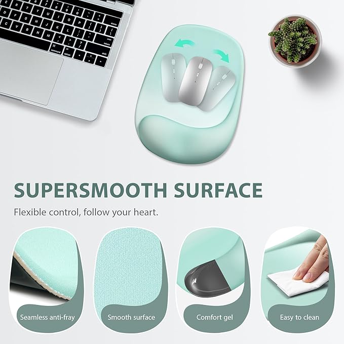 Ospelelf Wrist Rest for Keyboard and Mouse Ergonomic Mouse Pad with Wrist Support Memory Foam Wrist Rest for Computer Keyboard,3-in-1 Gel Mouse and Keyboard Pad for Office Green Gradient