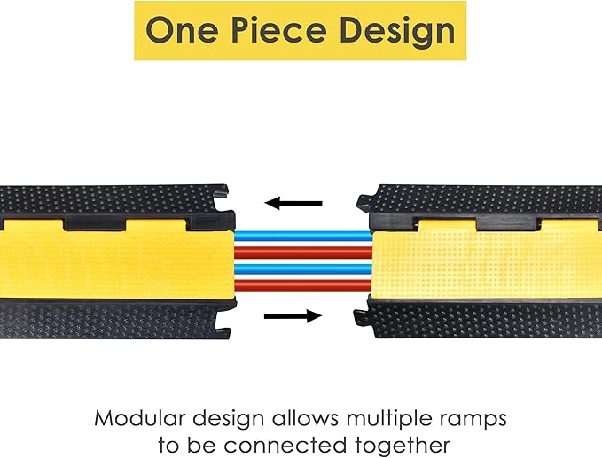 Yescom Cable Ramp Protector 2 Channel Garden Hose Protecitive 22000 Lbs Load Capacity Heavy Duty Speed Bump for Road Driveway Walkway, 2 Packs