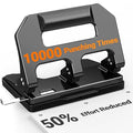 AFMAT HPX1 Heavy Duty 3 Hole Punch, 3 Hole Puncher for Binder, 40-Sheet Three Hole Punch w/ 10000+ Uses, Metal Hole Puncher 3 Ring, 50% Reduced Effort, Bulit-in S.S. Paper Guide (Black)
