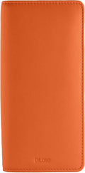 DiLoro Leather Zippered Triple or Quad Pen Case Pencil Pouch Holder for Three or Four Fountain Ballpoint Rollerball Pens or Glasses (Nappa Orange)