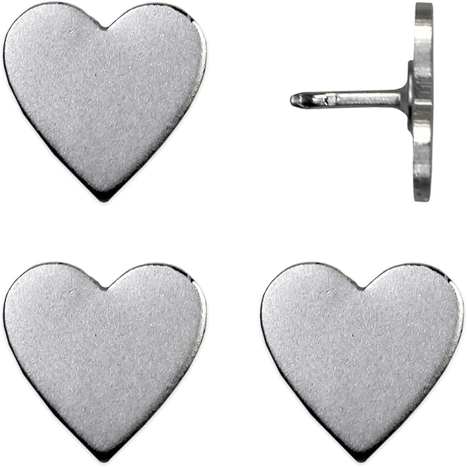 Big Silver Heart Push Pins - Large Silver Metal Heart Map Pins - for Cork Board, Maps, or Lapel Pin Use - Designed in USA - Set of 4