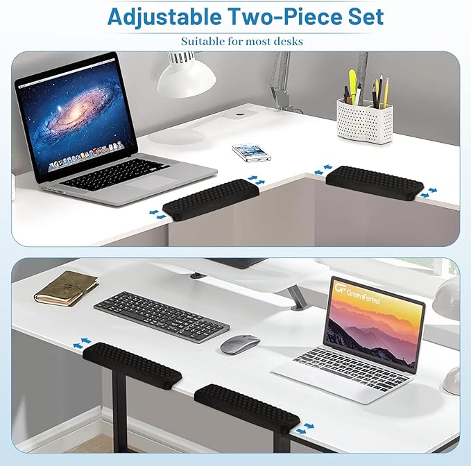 L-Shaped Desk Edge Cushion,2-Piece Keyboard Wrist Rest,Computer Ergonomic Elbow Pads for Long Hours of Work,Gaming,Studying