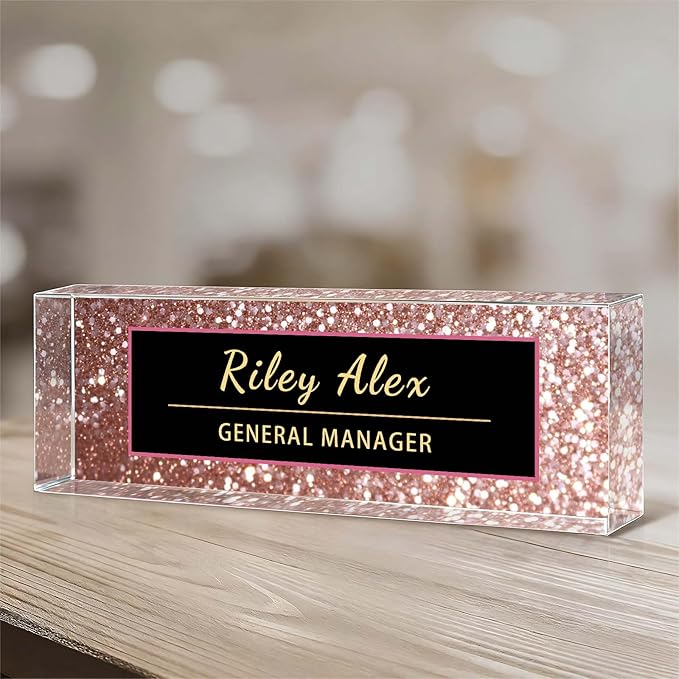 Custom Name Plate for Desk, Acrylic Name Plate Office Desk Decor for Women, Coworkers, Teacher, Employee Appreciation Gifts (S13)