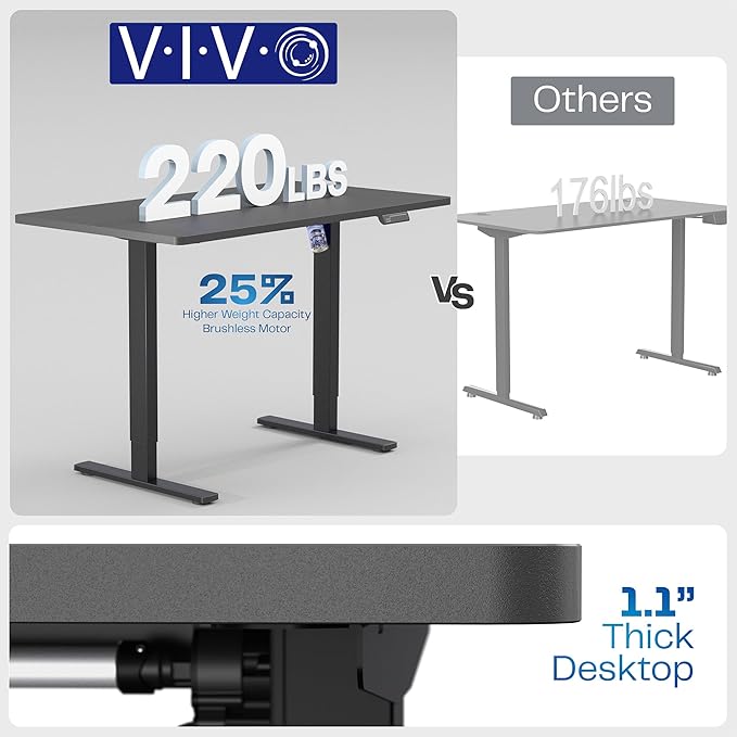 VIVO Electric 60 x 24 in Standing Desk, Memory Height Adjustment, 1B Series, Holds 220 lbs, One-Piece Dark Walnut Top, Gray Frame, DESK-KIT-1G6D