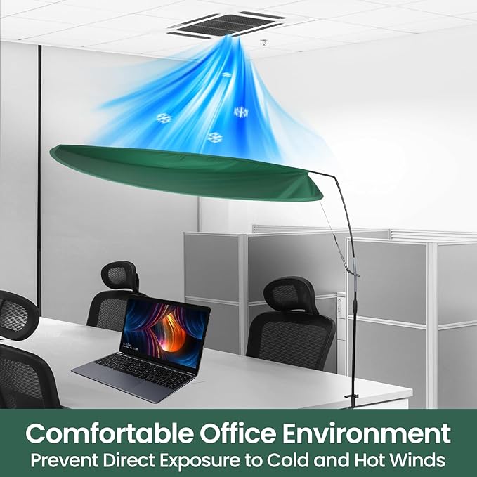 CKAGF Green Adjustable Office Cubicle & Desk Shade – Oval Design for Wider Coverage, Blocks Light and Distractions, Creates a Private and Comfortable Workspace