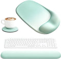 Ospelelf Wrist Rest for Keyboard and Mouse Ergonomic Mouse Pad with Wrist Support Memory Foam Wrist Rest for Computer Keyboard,3-in-1 Gel Mouse and Keyboard Pad for Office Green Gradient