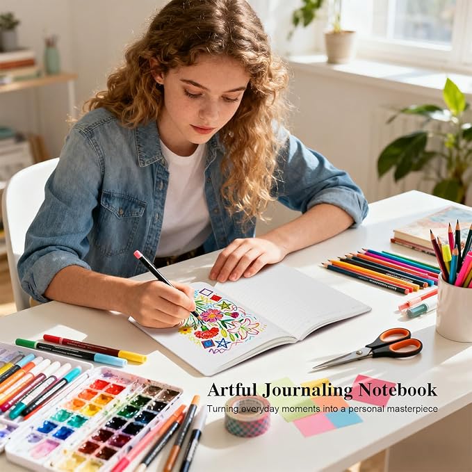 Comix 6-Pack A5 Notebooks for Work, 5.6 inches x 7.9 inches，240 Pages，College Ruled with 70 GSM Thick Paper，Softcover Lined Journals for Home, School & Office