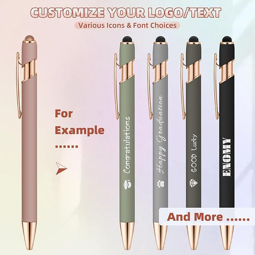 50 Pack Personalized Custom Pens with Stylus Bulk Ballpoint Pens Engraved with Logo Text Name for College Business Promotion Graduate Wedding Birthday Christmas (Deep Purple)