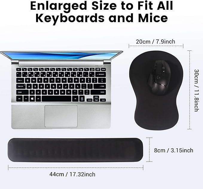 MEKASS Ergonomic Mouse Pad and Keyboard Wrist Rest Set, Super Soft Memory Foam Desk Wrist Support for Computer Keyboard, Non-Slip Arm Palm Rests Cushion for Typing Gaming Office Laptop Mac (Skull)
