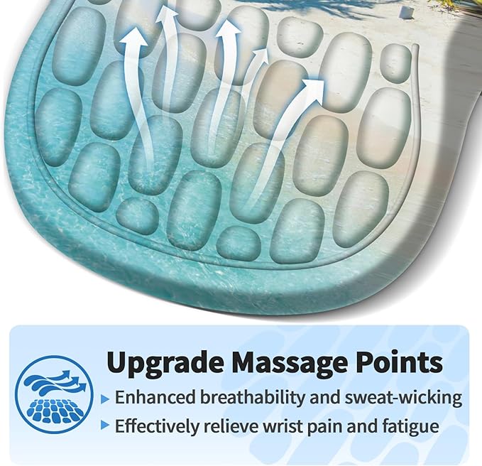 YIWEI Ergonomic Mouse Pad with Wrist Rest - Comfortable Office Mousepad with Memory Foam Wrist Support for Carpal Tunnel Relief, Mouse Pads with Non-Slip Base for Gaming and Home (Beach-2)