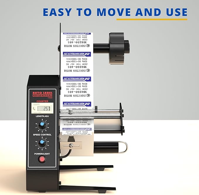 Automatic Label Dispenser, Automatic Label Separator, Automatic Label Stripper 110V Speed Adjustable Electric Label Machine Auto Counting 0-999999 for Label Width 4-140mm