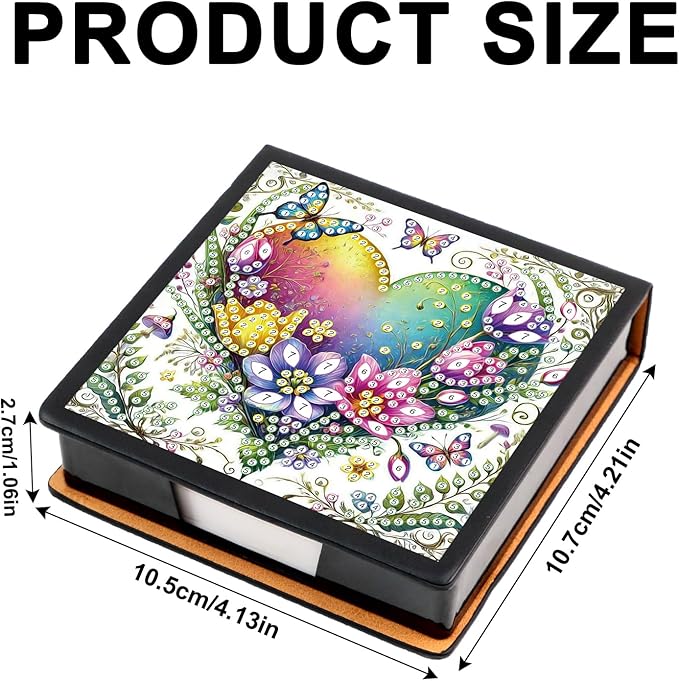 Heart Diamond Painting Kit Note Box,Memo Paper Storage Box Diamond Art,Sticky Note Holder Diamond Art,Diamond Painting Memo Pad For Office Desk. (Heart)