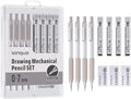 languo 0.7mm Mechanical Pencil Set with Case, 4PCS Drafting Mechanical Pencils Kit – 4 Tubes 2B Lead Refills, 3 Erasers, Ideal Pencil Set for Writing & Drawing