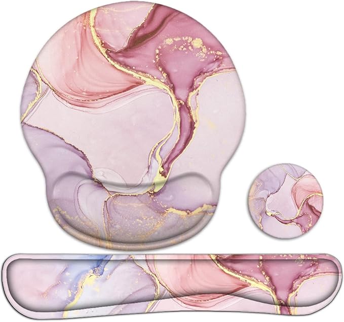 LATEEFAH Mouse Pad with Wrist Rest, 3-in-1 Gaming Mouse Pad, Keyboard Wrist Rest, Ergonomic Memory Foam Mousepad with Wrist Support for Computer Keyboard