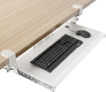AX WABER Keyboard Tray Under Desk Pull Out with Extra Sturdy C Clamp Mount System, 27.3 (32.5 inch Including Clamps) x 11 Inch Slide-Out Platform Computer Drawer for Typing White AX01WW01
