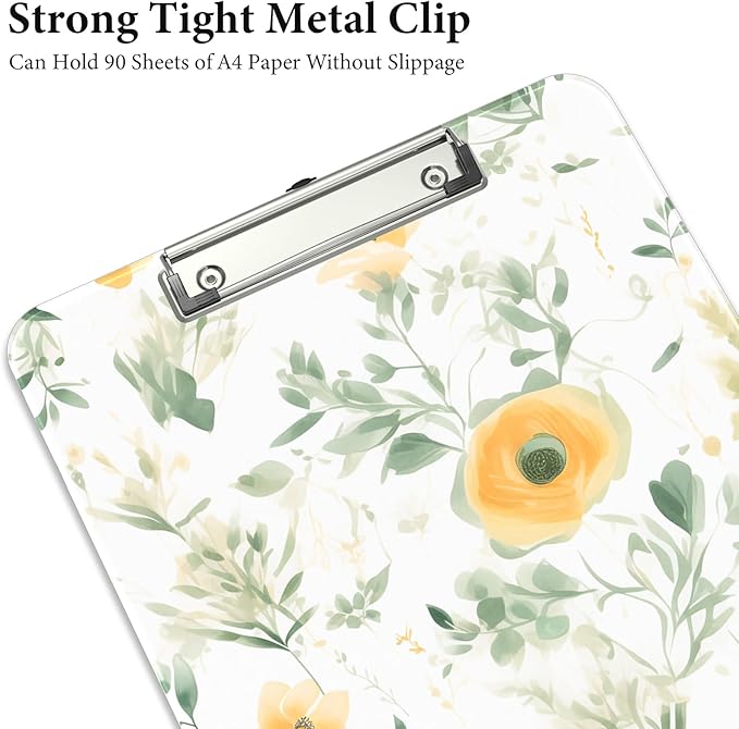 Rimilak Plastic Clipboards with Metal Clip, A4 Letter Size 9 x 12.5 in, Office Decorative for Students Women Men and Kids, Cute Custom Pattern, Green Plants