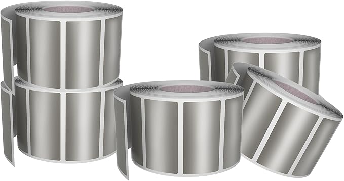 Small Color-Coding Label Roll 40mm x 19mm, 5 Rolls- 2500-Pack, Rectangular Labels Paper Stickers Bulk 1.57in x 0.75 in (Silver) by Royal Green