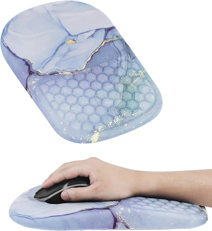 Ergonomic Mouse Pad with Wrist Support, Comfortable Memory Foam Mousepad with Massage Design and Non-Slip PU Base, Wrist Rest Mouse Pad for Office and Home, 12x8 Inch