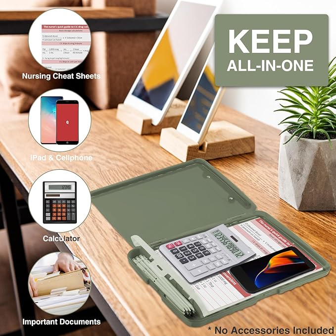 Sooez Clipboard with Storage, High Capacity Nursing Clip Board 8.5 x 11 with Pen Holder & Low Profile Clip, Plastic Clipboards Case Box, Teacher Must Haves School Office Supplies,Letter Size/ A4