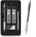 STAGEEK 0.5mm Mechanical Pencil with Metal Gift Case, 1PCs Metal Mechanical Pencil with 120PCS HB Lead Refills,4B Erasers and 9PCS Eraser Refills, for Writing Drafting Drawing and Sketching(Silver)