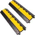 Rubber Cable Ramp Cord Cover Cable Protector Ramps Wire Hose Protective 2 Channel 22000Lbs Load Capacity Traffic Speed Bump for Asphalt Concrete Gravel Driveway Indoor Outdoor, 2 Packs