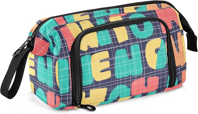 Bolaz Big Capacity Pencil Pen Case Pouch Bag School College Office Organizer for Teens Girls Adults Student-Word